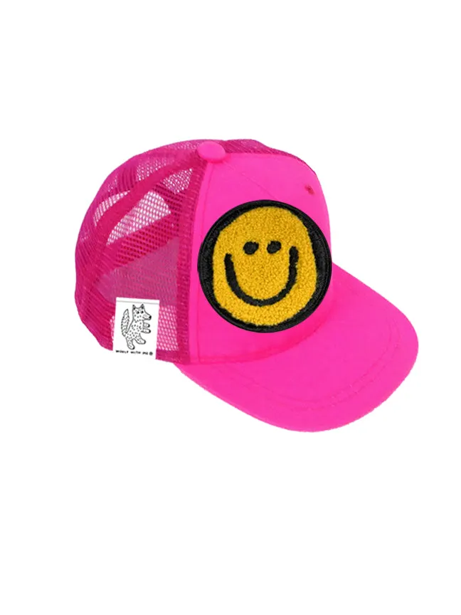 TODDLER Trucker Hat with Interchangeable Velcro Patch (Neon Pink)