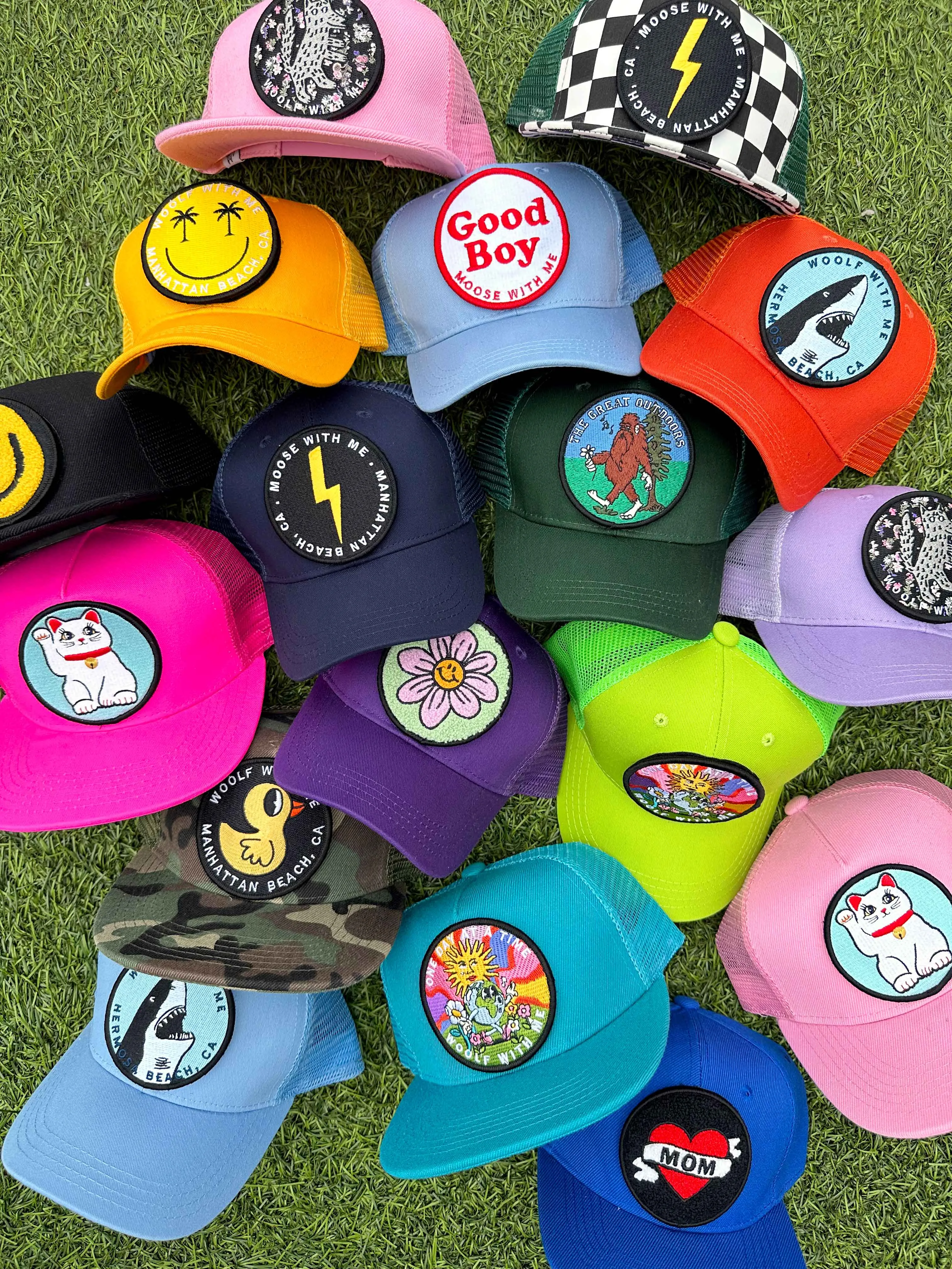 TODDLER Trucker Hat with Interchangeable Velcro Patch (Neon Pink)