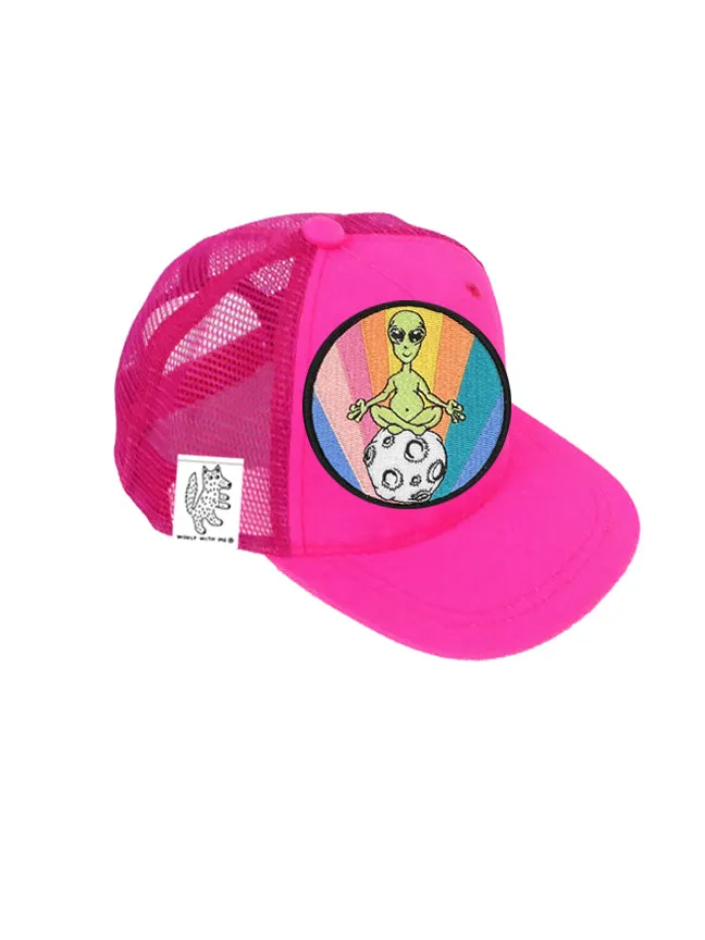 TODDLER Trucker Hat with Interchangeable Velcro Patch (Neon Pink)