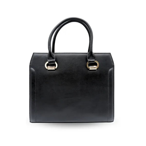 VICTORIA - Womens Black Genuine Leather Office Handbag Work Tote Bag