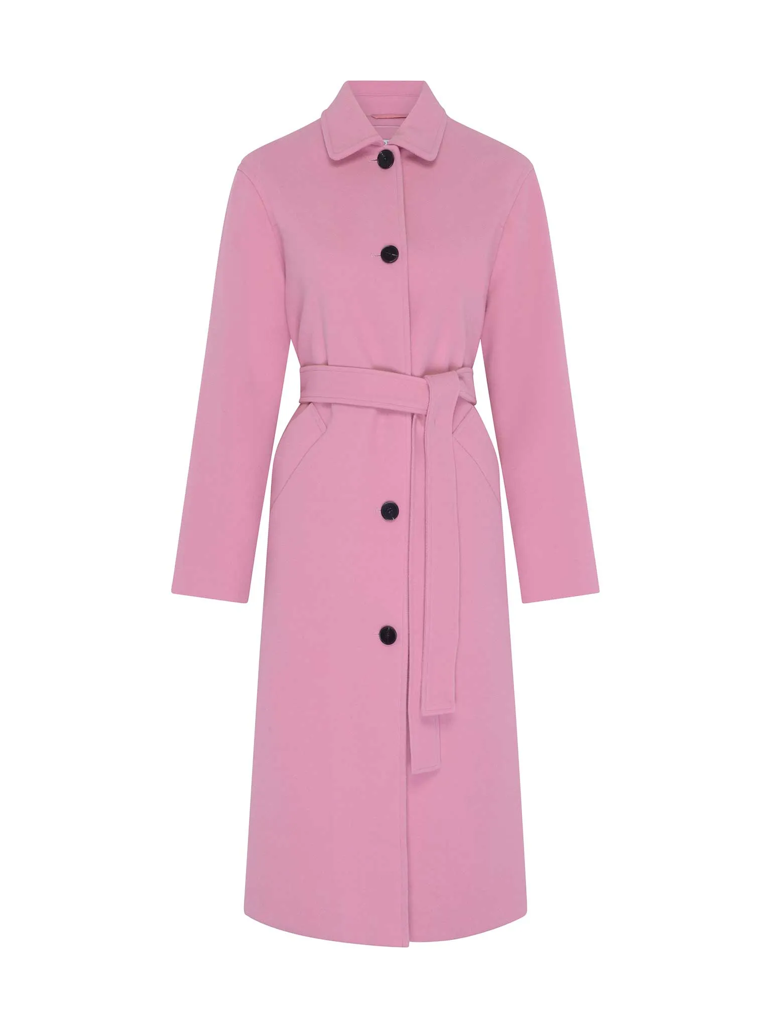 Vienna Single Breasted Belted Coat in Dusty Pink