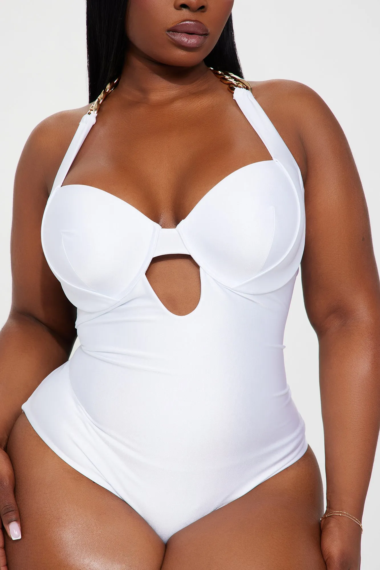 Visalia Underwire Chain 1 Piece Swimsuit - White