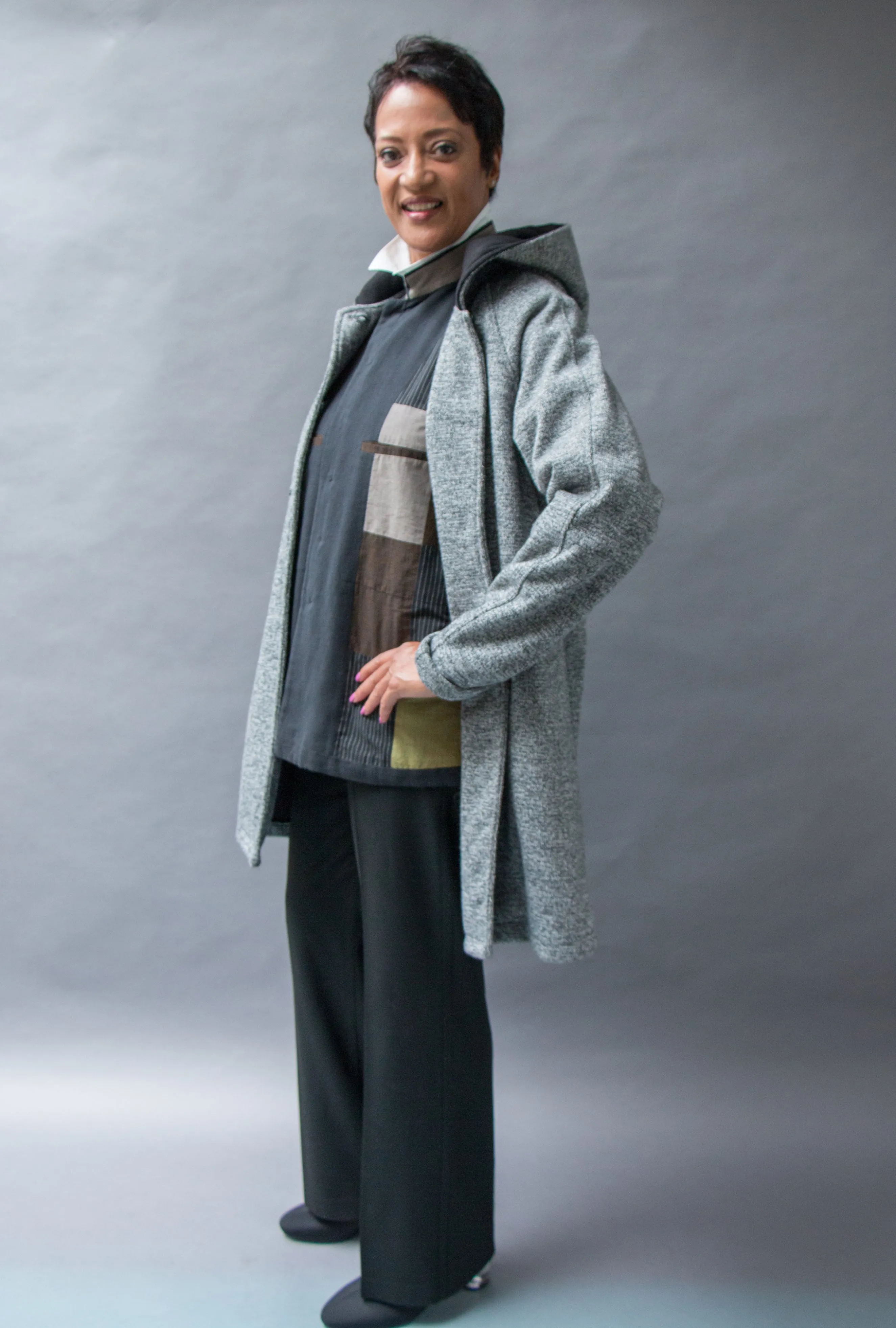 *Women's Salt & Pepper Wool & Fleece Cold Weather Carcoat