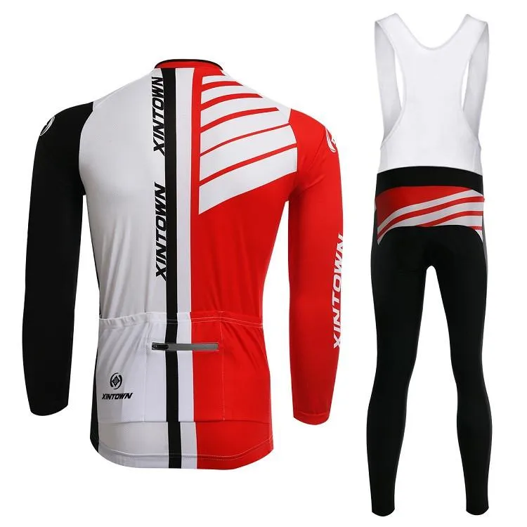 XINTOWN White and Red Long Sleeve Cycling Jersey Set