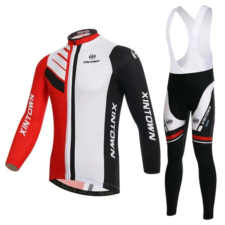 XINTOWN White and Red Long Sleeve Cycling Jersey Set