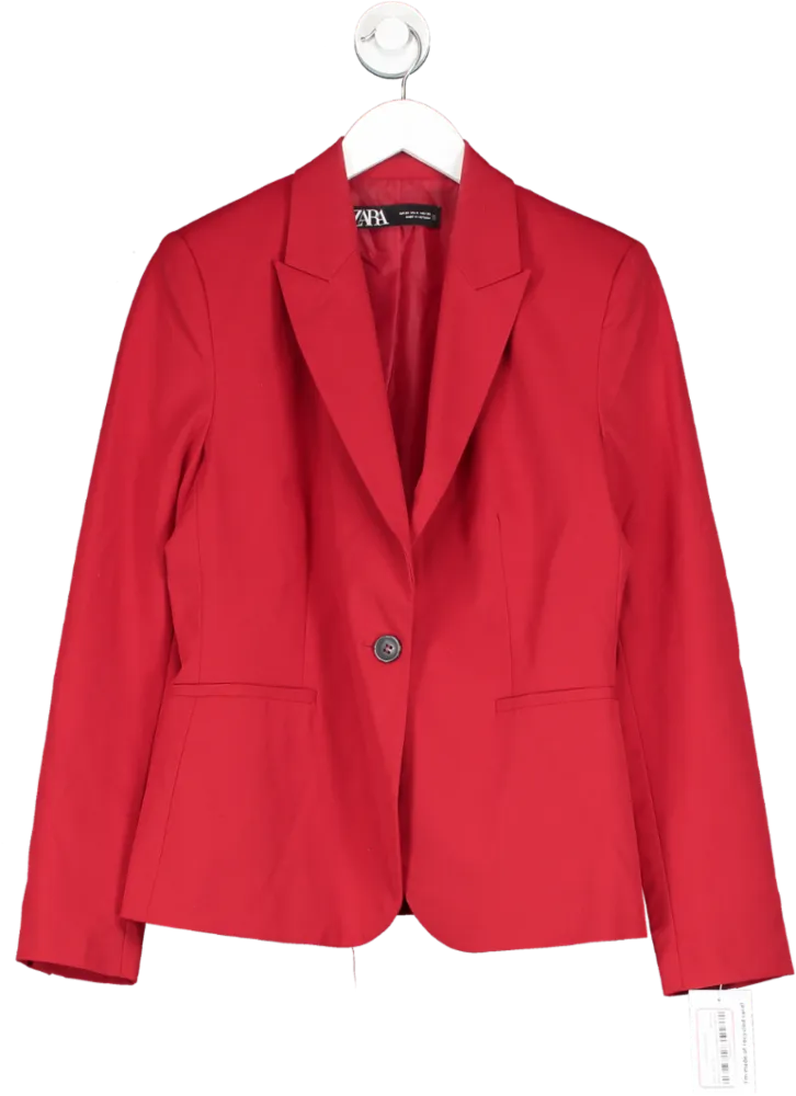 ZARA Red Single Breasted Blazer UK 10