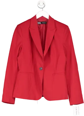 ZARA Red Single Breasted Blazer UK 10